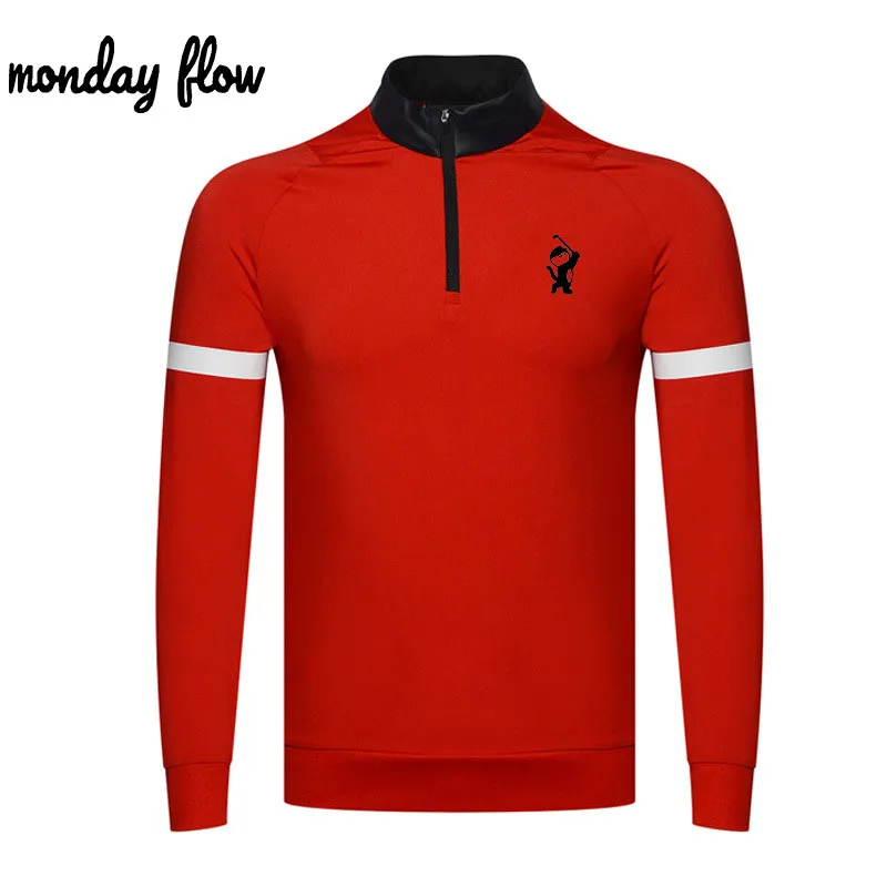 Monday Flow Autumn Golf Men's Outdoor Speed Drying Sweatshirt High Collar Long Sleeve T-shirt Comfortable Trainning Shirt Top