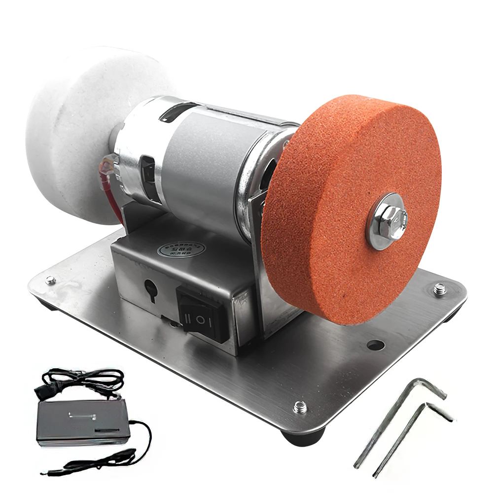 100W Double Grinder Machine Artifact Table Grinder Motor Micro Coarse and Fine Polishing Electric Grinding Wheel Grindig Stone