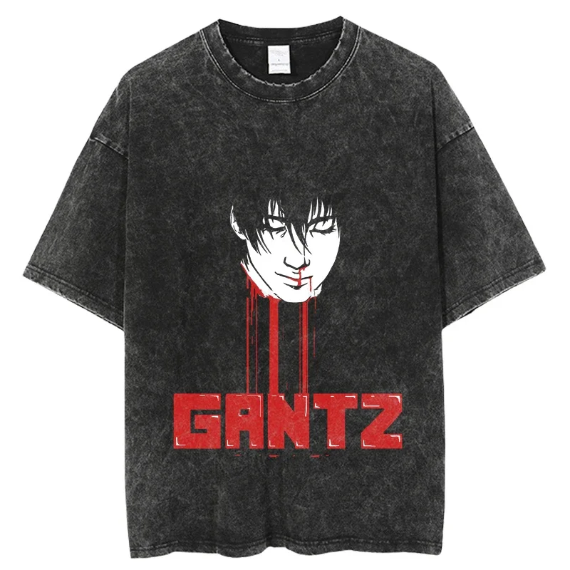 Harajuku Punk Vintage Washed T Shirt For Men 2026 Hip Hop Fashion Casual Short Sleeve Tee