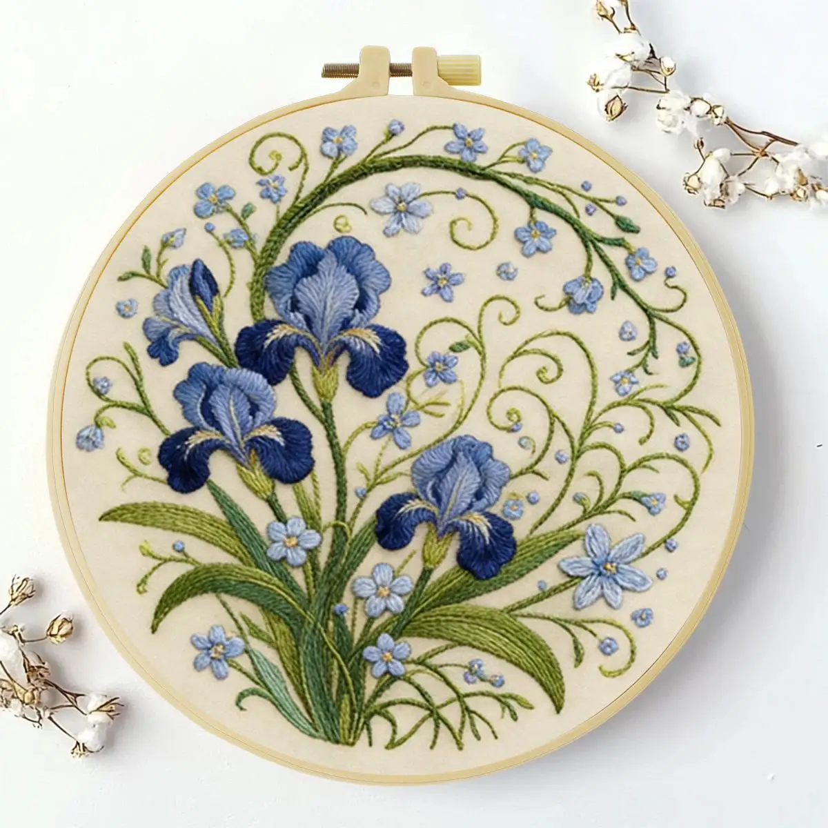 1 Stück 20X20CM/15X15CM 7,87/6,3 Zoll Blumen-Stickerei-Starter-Kit DIY-Kit DIY-Stickerei-Set Handarbeiten Heimdekoration Nähkunst – Detail 3