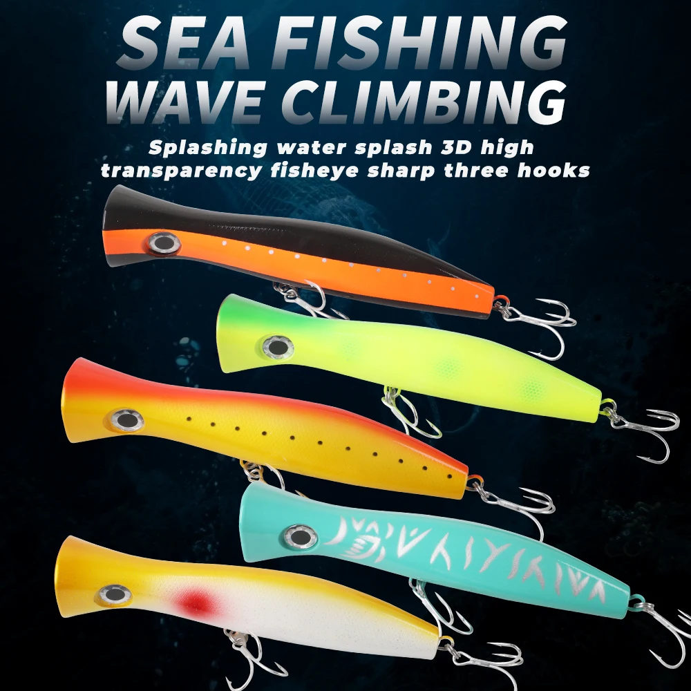 isca-artificial-flutuante-de-plastico-tipo-popper-para-pesca-modelo-big-game-19cm-120g-com-olhos-3d-uv-luminoso-e-2-anzois-triplos-estilo-nado