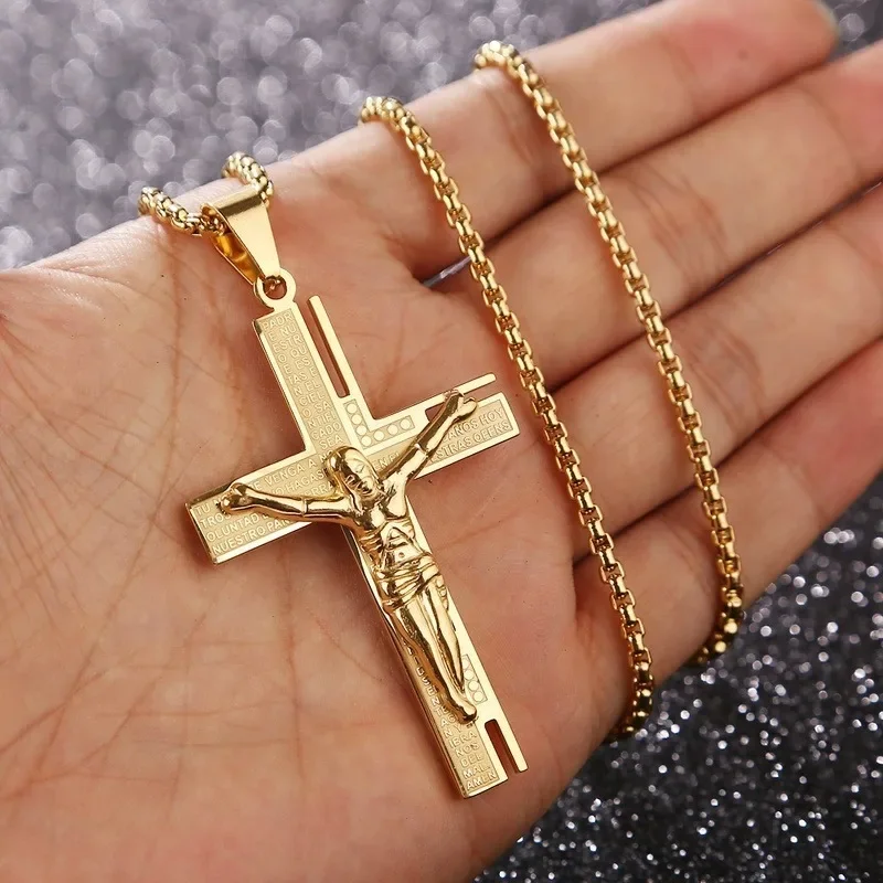 Personality Creative Design Religious Jesus Christ Cross Pendant Amulet Simple Men's and Women's Necklace