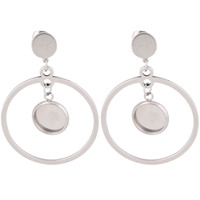 10pcs Stainless Steel Hoop Earring Base Blanks Fit 10mm Cabochon Bezel Setting Trays Diy Post Ear Findings For Jewelry Making