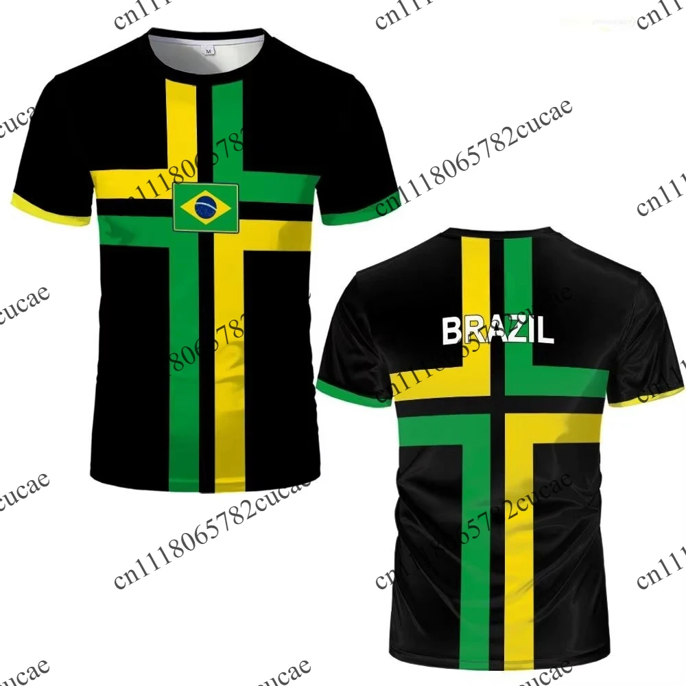 Men's comfortable jersey T-shirt, featuring the five-star Brazil team print and breathable jersey