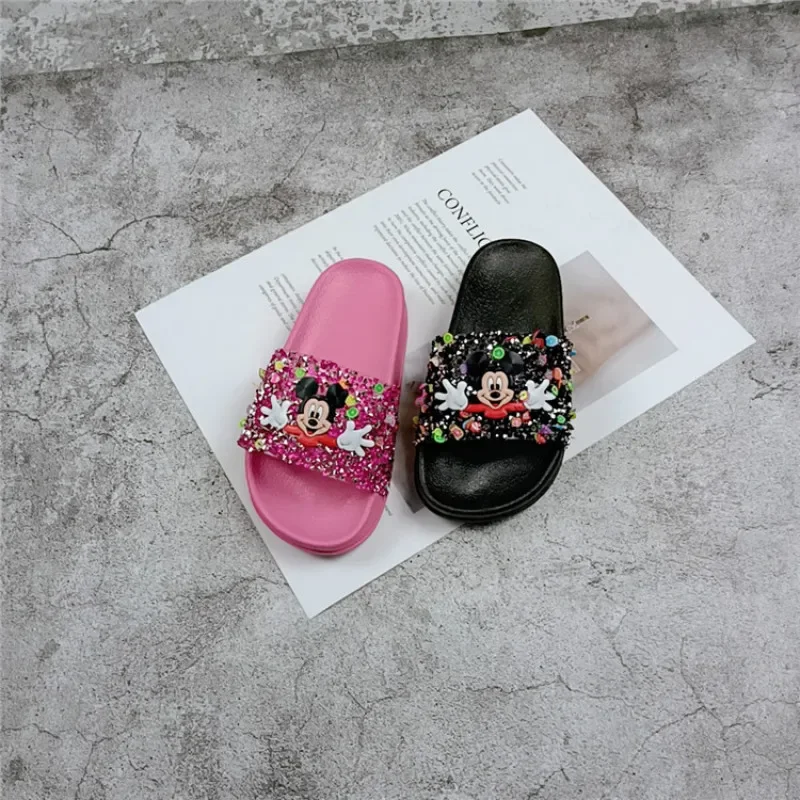 Cartoon Mickey Mouse Baby Shoes For Girls Children Lovely Cartoon Princess Flat Kid Beach Home Shoes Inside and Outside Slippers