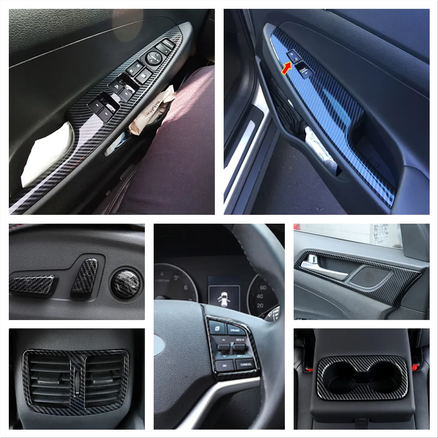 For Hyundai Tucson 2015 - 2020 Accessories  Window Switch Control Door Handle Pul Water Cup Holder Seat Adjustment Cover Trim