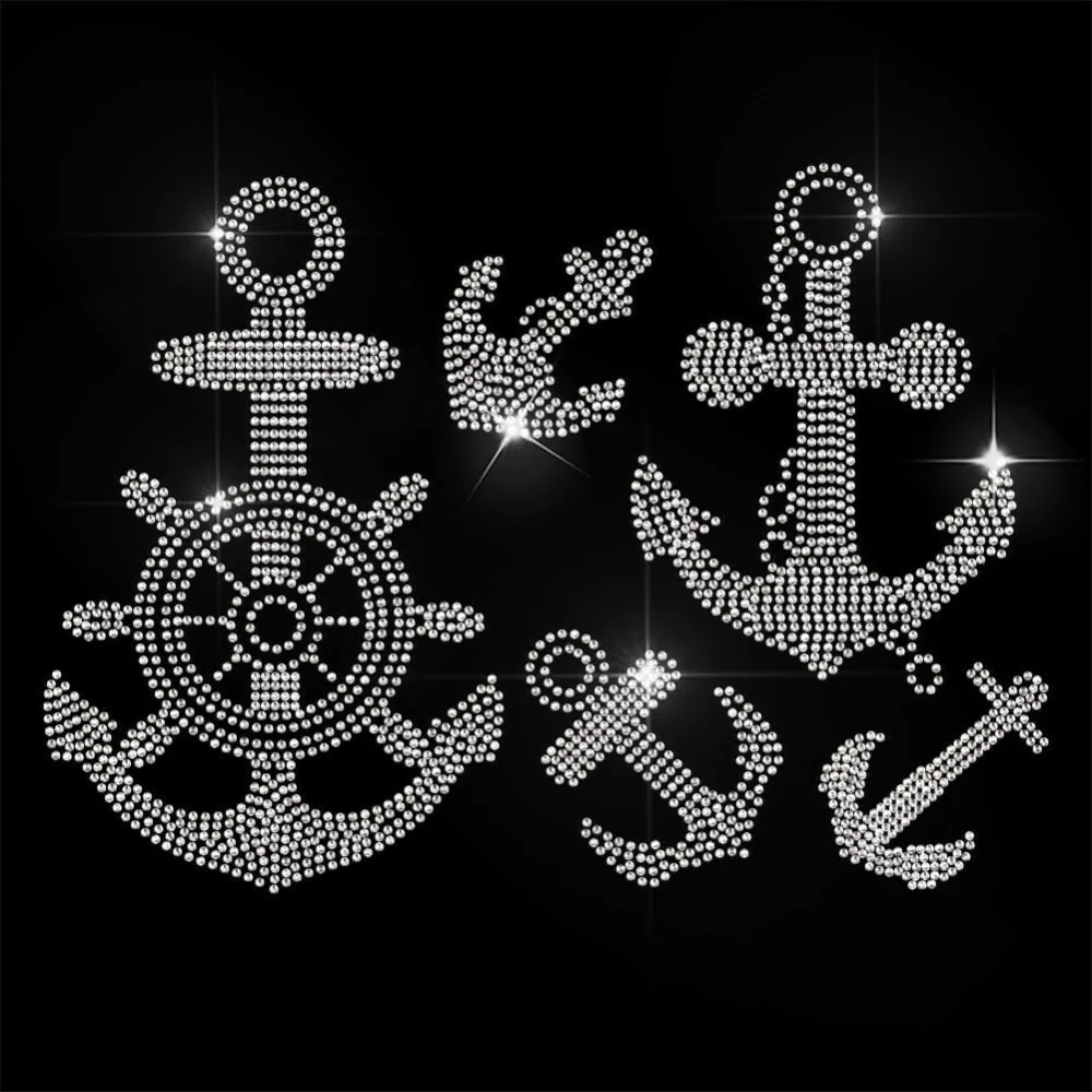 

Glass Hotfix Rhinestone Iron on Appliques Costume Accessories for Clothes Bags Pants Anchor Helm 297x210mm