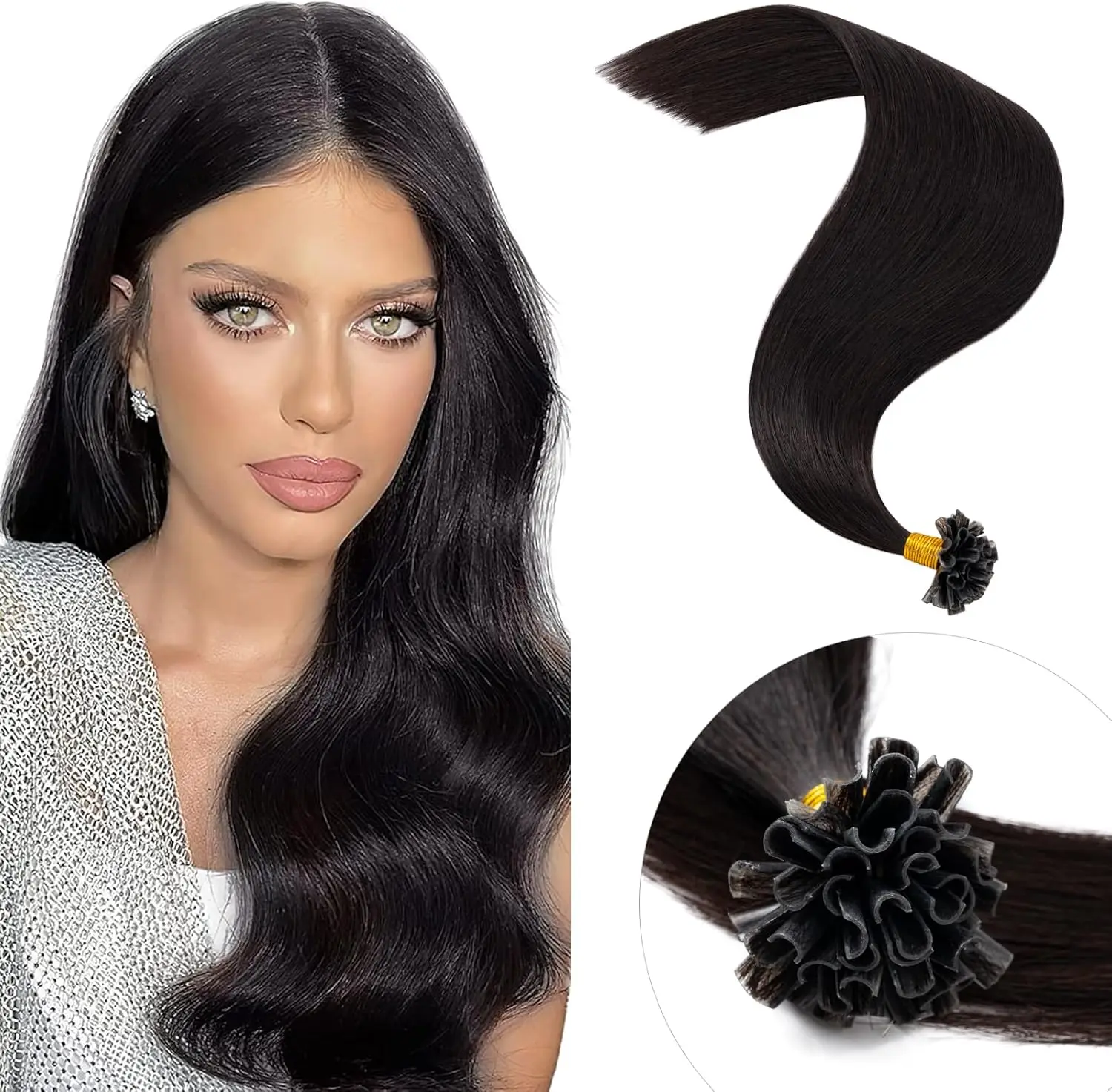 

Наращивание волос U-Tip, натуральные волосы, предварительно скрепленные кератином, 100% натуральные волосы Реми, шелковистые прямые, 50 прядей/упаковка, 50 г, 16-26 дюймов