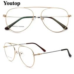Men Aviator Eyeglass Frames women metal Vintage Pilot Glasses Flexible Spectacles Memory Metal  prescription Eyeglasses frames