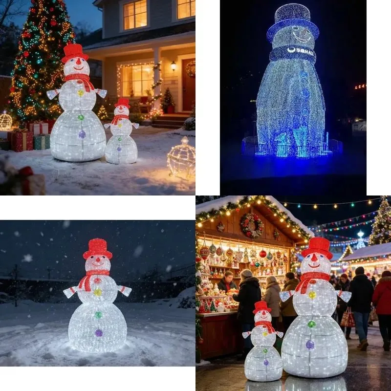 3D LED Christmas Decoration Giant Acrylic Snowman Glowing Sculpture Large Patterned Light for Outdoor and Home