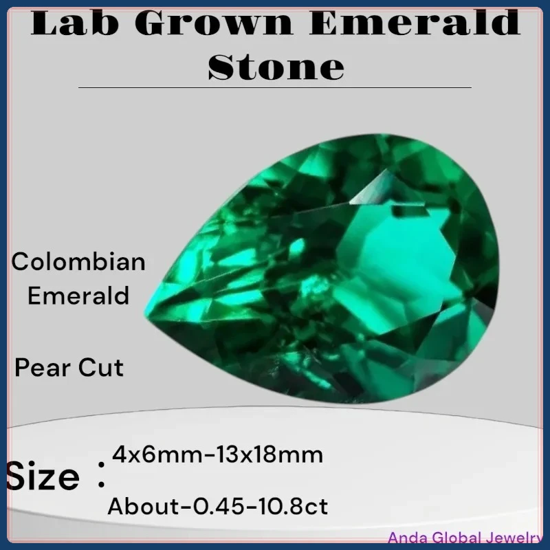 

S-Lab выращенный колумбийский изумрудный камень гидротермальный ручной резки грушевидной огранки синтетический изумрудный камень с сертификатом AG ежедневное соответствие