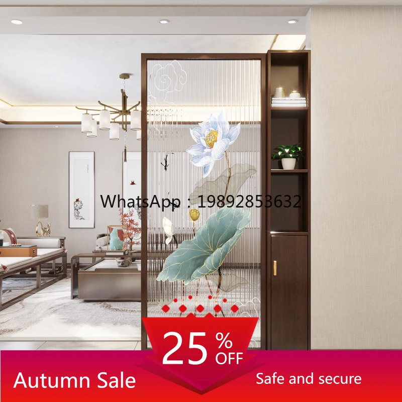 

LYY Glass and Solid Wood Screen Partition Living Room Sofa Entryway Cabinet Doorway Divider Bathroom Storage Rack
