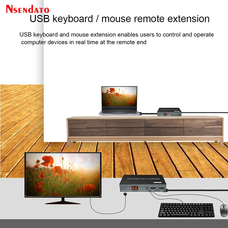 HDMI-Compatible KVM Extender 150M 1080P 60Hz over IP Cat5e/6 With POE H.264 Multi HD KVM USB Ethernet Network Extender For TV PC