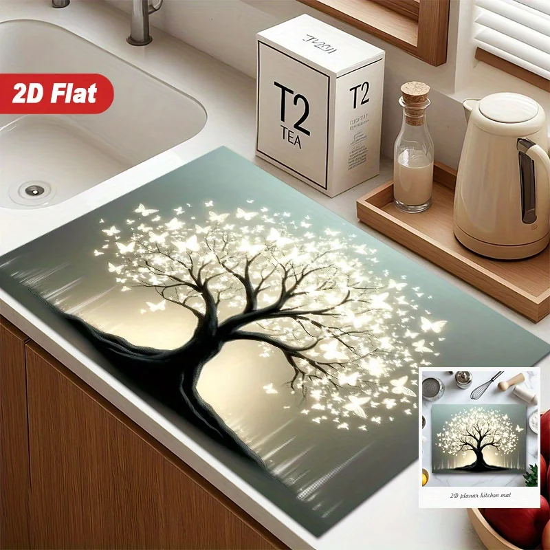 Enchanted Butterfly Tree Stove Mat Heat Resistant Cooktop Cover for Induction Ceramic Hobs Anti Slip Scratch Protector view 2