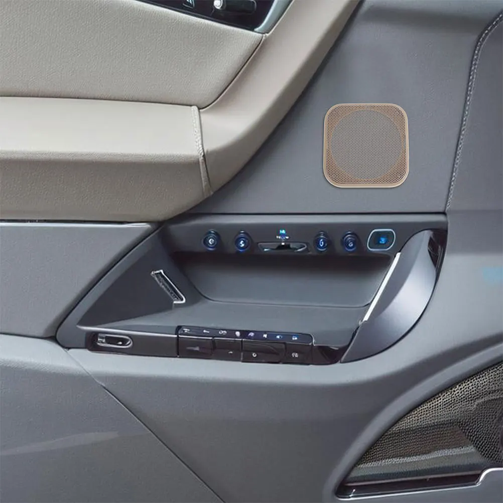 

2 pcs Square Speaker Grille Covers 4 Inch Durable Plastic Guard for Car Audio System Beige Protective Mesh Decorative Frame