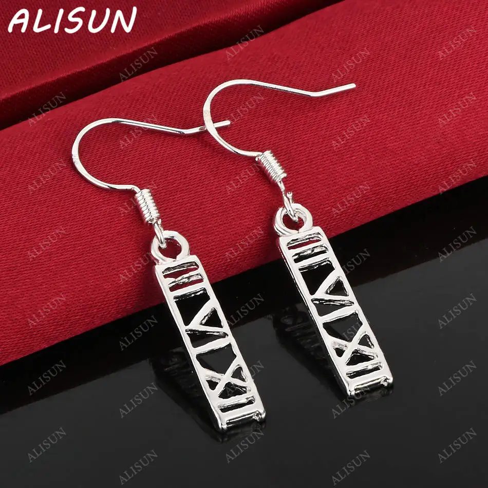 

ALISUN 925 Sterling Silver Roman Numerals Earrings Drop Earrings Fashion Jewelry Charm Grace Noble Wedding Accessories