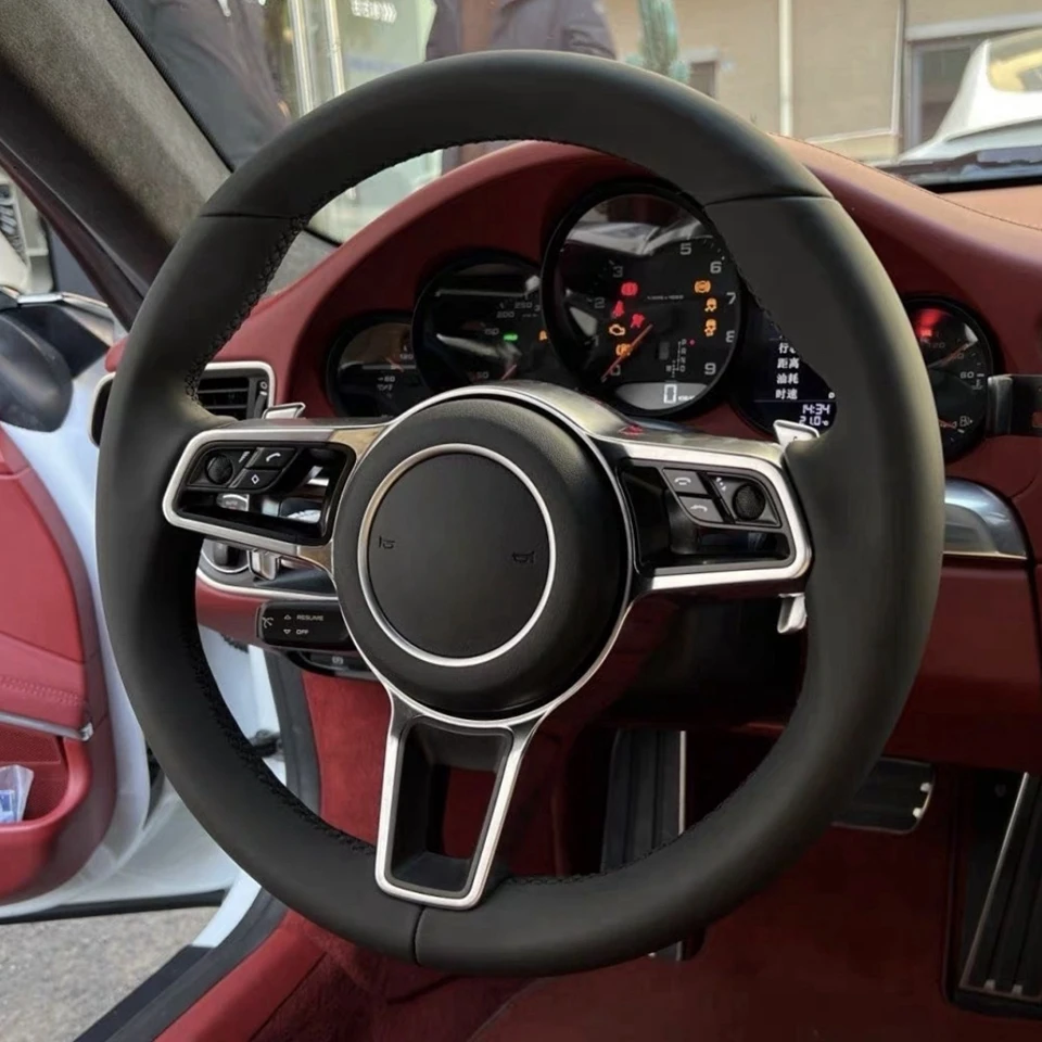 

Custom Genuine Leather Car Steering Wheel For Porsches 911 996 Cayenne 958 718 Boxster 918 Cayman Macans Panamera Taycan GT3 RS