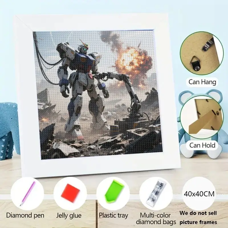 

1 шт. 5D DIY Full Drill Diamond Painting Kit, Epic Gundam Robot Mecha Warrior Battle Scene, научно-фантастическое аниме-игровое плакат Стиль Wall Ar