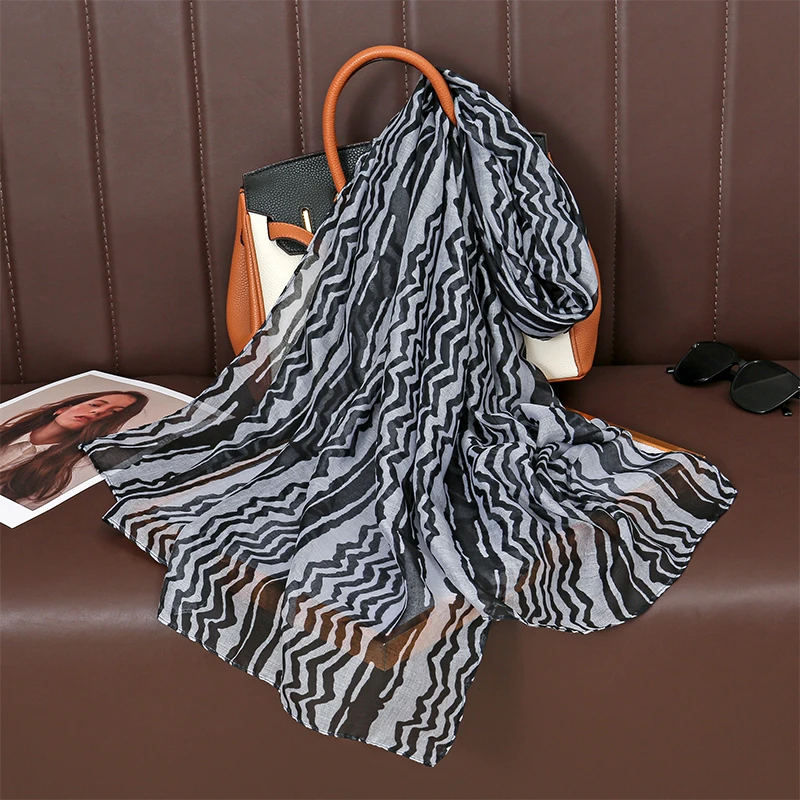 Luxury Brand Scarf Stripe Cotton Shawl Lady Wrap Large Pashmina Hijab Headband Scarves Islamic Turban Bufanda Foulard Stoles