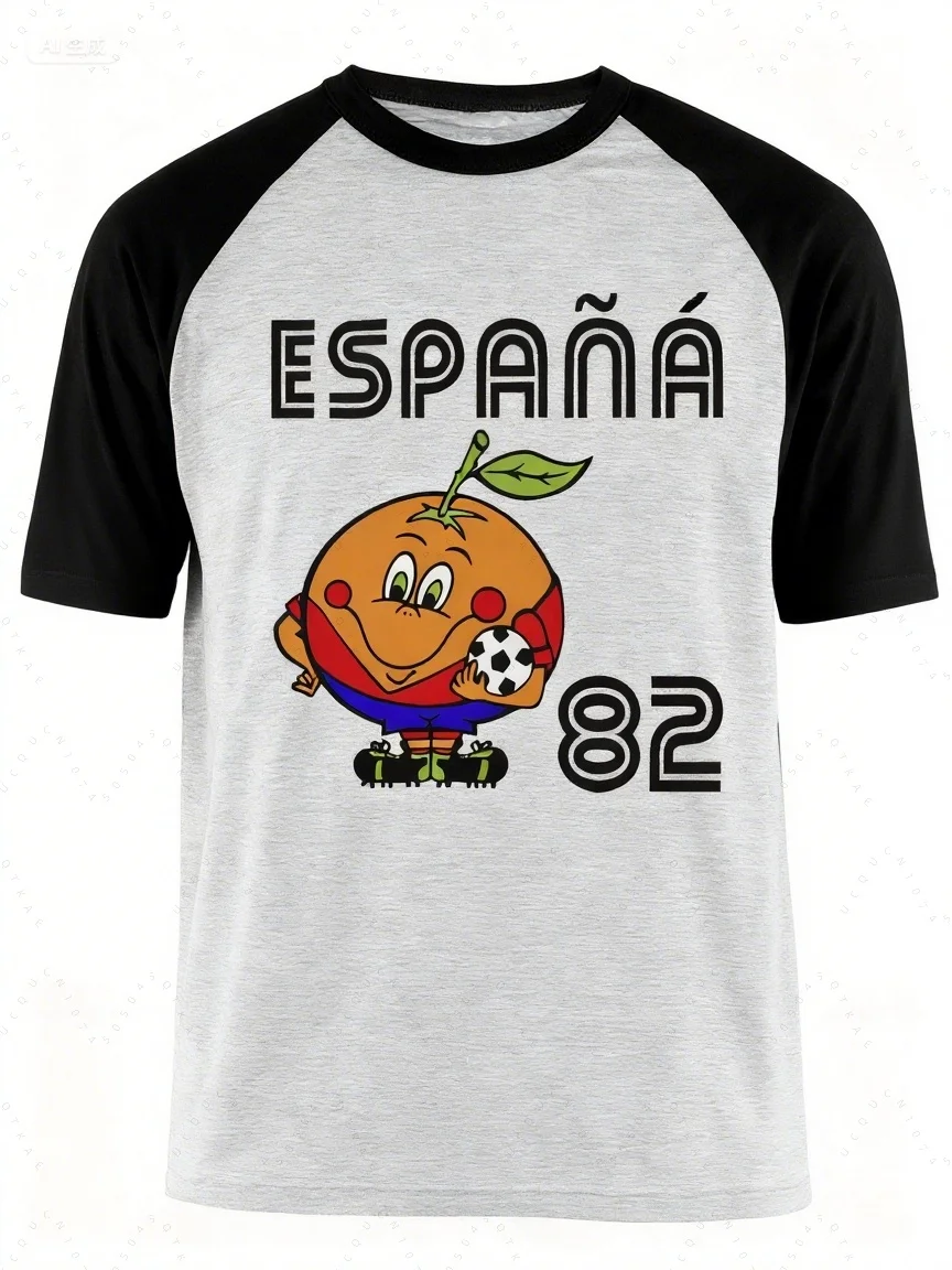 2026 الخريف والشتاء Naranjito تي شيرتات قطن الرجال عالية الجودة الجولة الرقبة اسبانيا 82 الإسبانية التميمة 1982 كرة القدم تي شيرت