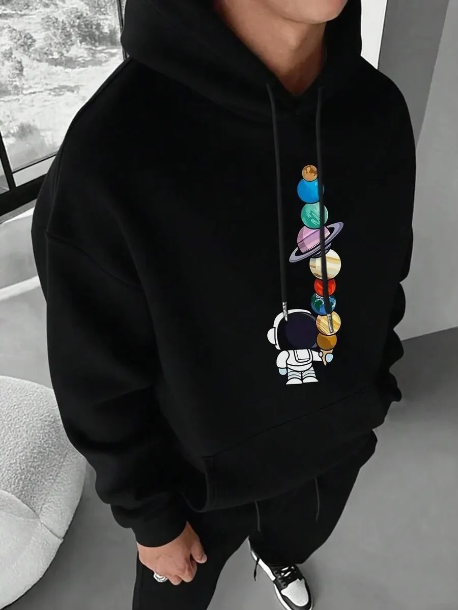 

Fashionable Pure Cotton Hoodie Featuring Space - Themed Astronaut Design Perfect for Those Who Love Cosmic Aesthetics