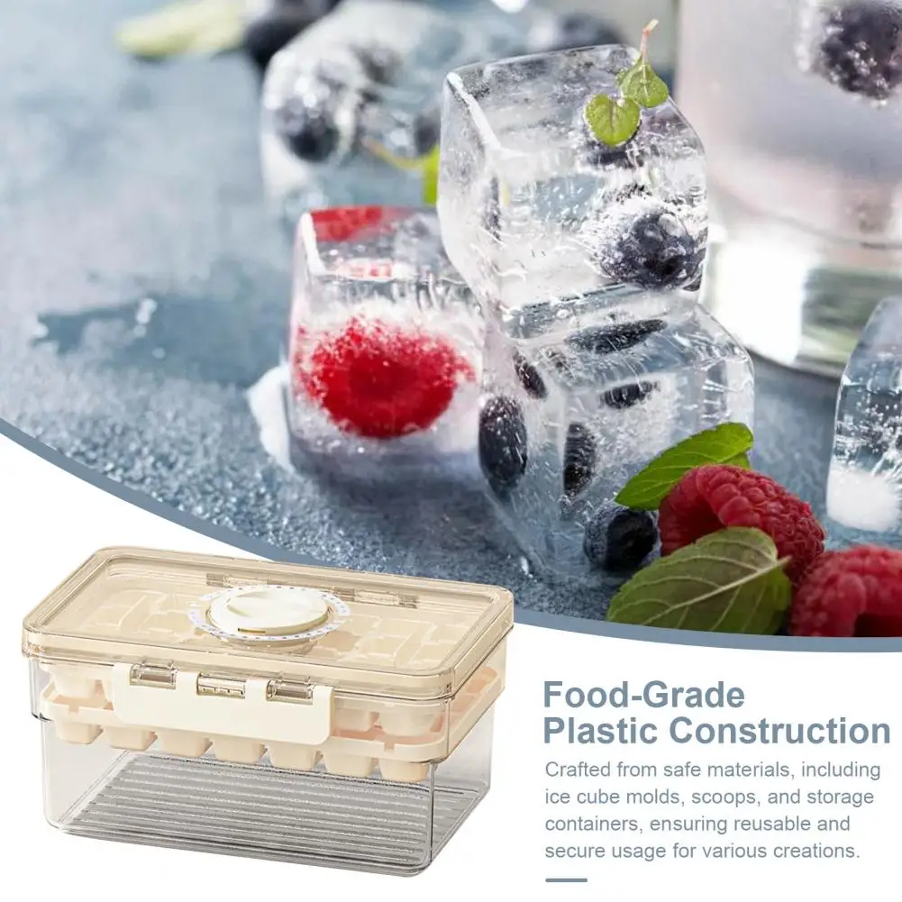 Ice Mold for Whiskey Cocktail Coffee Food-grade Ice Tray with Lid Bin Two-layer Ice Cube Maker for Freezer for Whiskey Cocktail