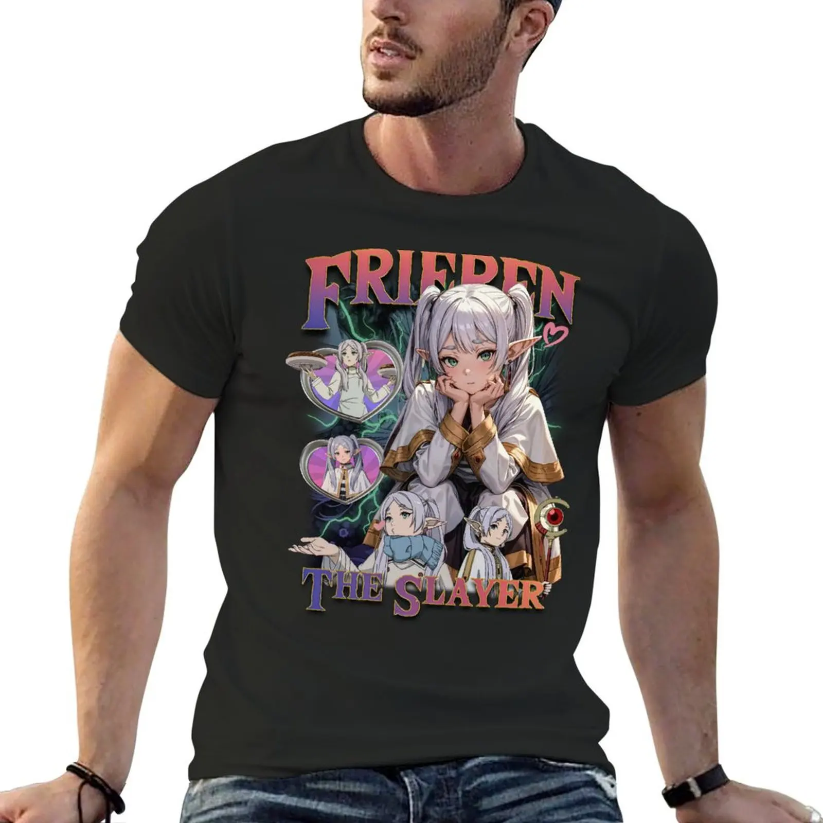 Frieren Vintage Bootleg Design T-Shirt graphic t shirts anime stuff funny t shirts men