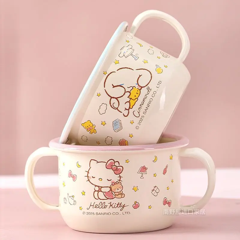 

Sanrios Hello Kittys Girlish Heart Mug Cute Good Looking Office Cartoon Household Lid Cup Friend Birthday Gift Couple Creativity