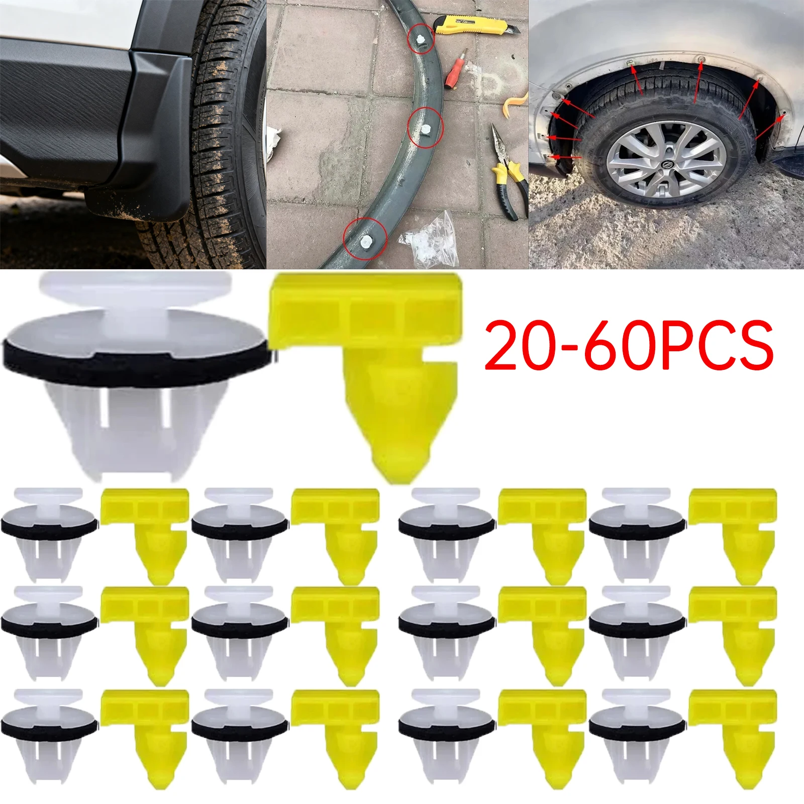 20-60PCS For Nissan Armade Juke Murano Rogue X-Trail T31 Car Wheel Arch Surround Trim Clips Retainer Fender Flare Fastener Clip