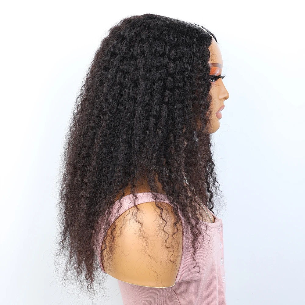 Lekker-Kinky Peruca Encaracolada para Mulheres, Cabelo Remy Brasileiro, Parte Média, Perucas Encaracoladas Profundas, 100% Cabelo Humano, U, V Parte, 24"