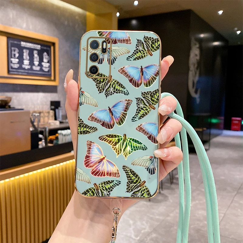 A 54S Bright Butterfly Luxury Plating Phone Case For Oppo A54 A72 A76 A33 A2M A15S A58 A57 A83 A78 A60 A55 A16 A79 A94 A53 Cover