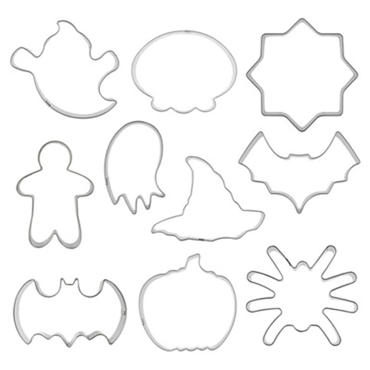 AA94-10Pc Halloween Bat Pumpkin Ghost Stainless Steel Cookies Cutter Cake Decorating Fondant Biscuit Mold Baking Tool
