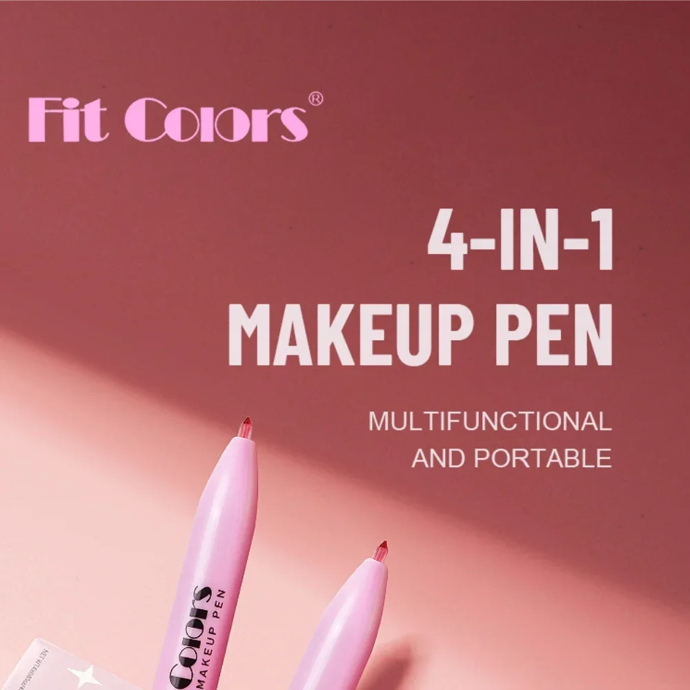 Fit สี 4-In-1 ปากกาแต่งหน้าแบบพกพา Lip Liner Eyeliner Highlighter Brow Liner Eye Shadow & Liner ผสม
