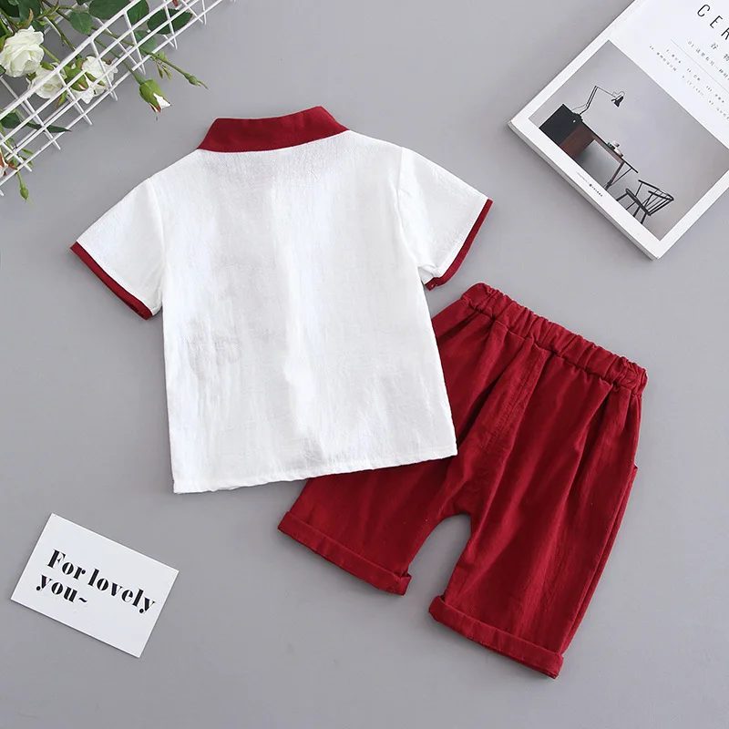 Traditional Chinese Style New Year Tang Suit Hanfu Costume Baby Boy Clothes Toddler Clothes Summer Tops Pants Clothing Set