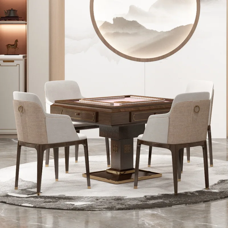 

New Chinese-style solid wood mahjong machine dining table dual-purpose automatic mahjong table household high-end club