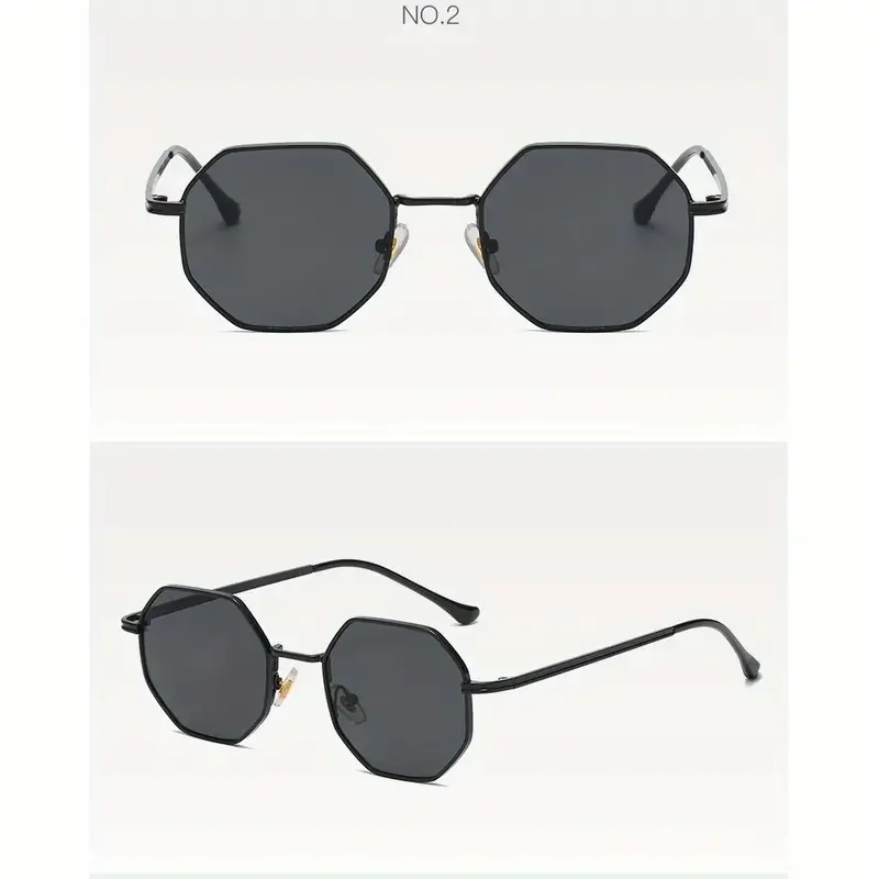 1pc Fashionable Trendy Glasses for Women and Men, Retro Polygonal Metal Frame Octagonal Glasses for Beach Party Trips