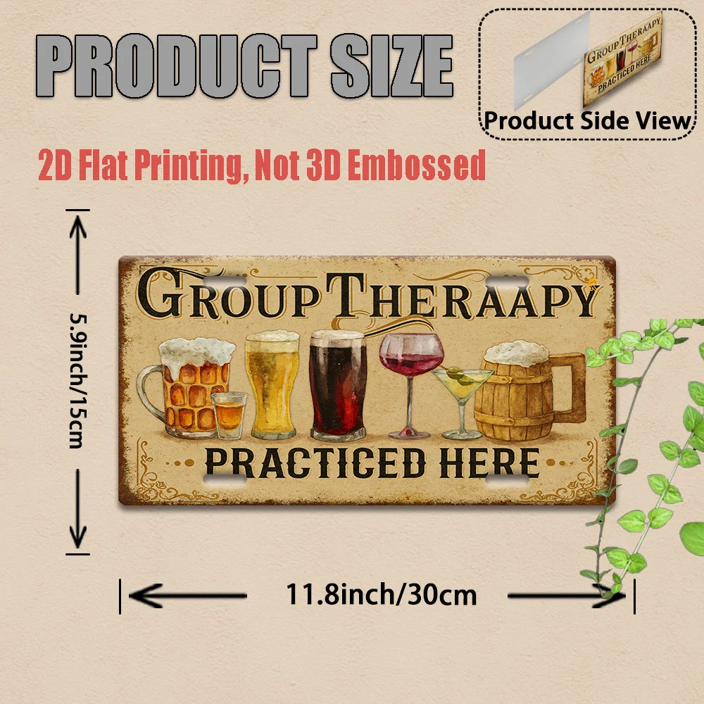 2D Flat,1pc, Vintage Metal Sign, Outdoor Plaque & Wall Decor15x30cm, Group Relax Beer Wine Humor Aluminum Sign, Suitable