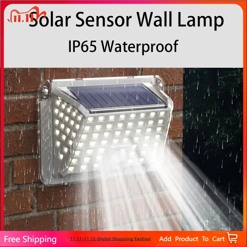 

110LED Solar Outdoor Garden Lights 3 Modes IP65 Waterproof Solar Motion Sensor Wall Lamps for Patio Street Yard Balcony Lighting
