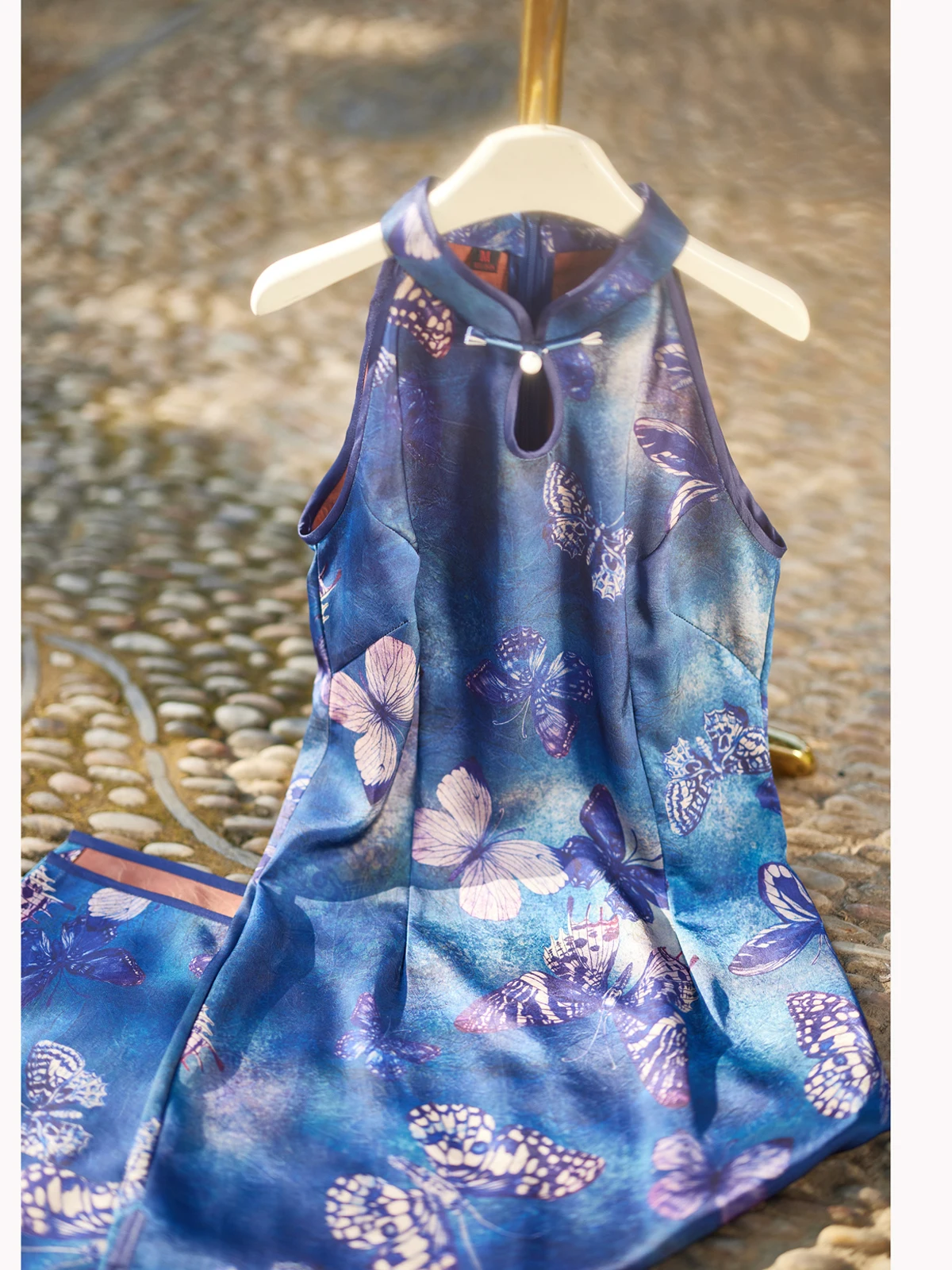 

Muren Diary Blue Young Sle Hanging Ne High End Chinese New Sle Daily Women's Vintage Sle Low Slit Long Dr