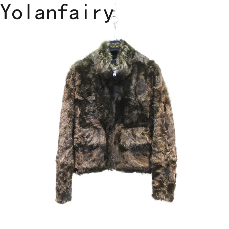 YOLANFAIRY Luxury Soft Light Women Genuine Lake Sheep Shearling Coat Real Fur Jacket Warm Winter Short Natural Leather Fur Coats
