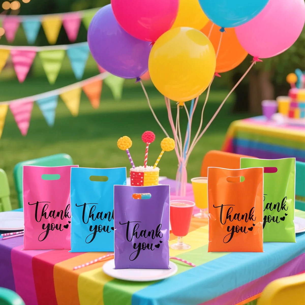 20/50/100 Stück Dankeschön-Geschenktüten, mehrfarbig, Kunststoff, Süßigkeitenbeutel, Hochzeit, Geburtstag, Party, Gastgeschenke, Zubehör für kleine Unternehmen – Detail 6