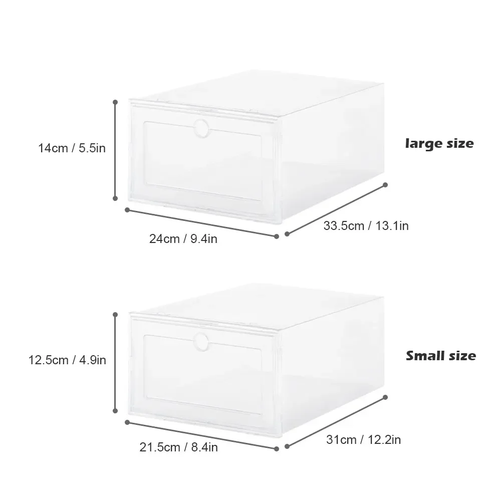 6pcs/set Thickened Drawer Case Plastic Shoe Boxes Stackable Box Shoe Organizer Shoebox organizer Transparent Plastic Shoes Case