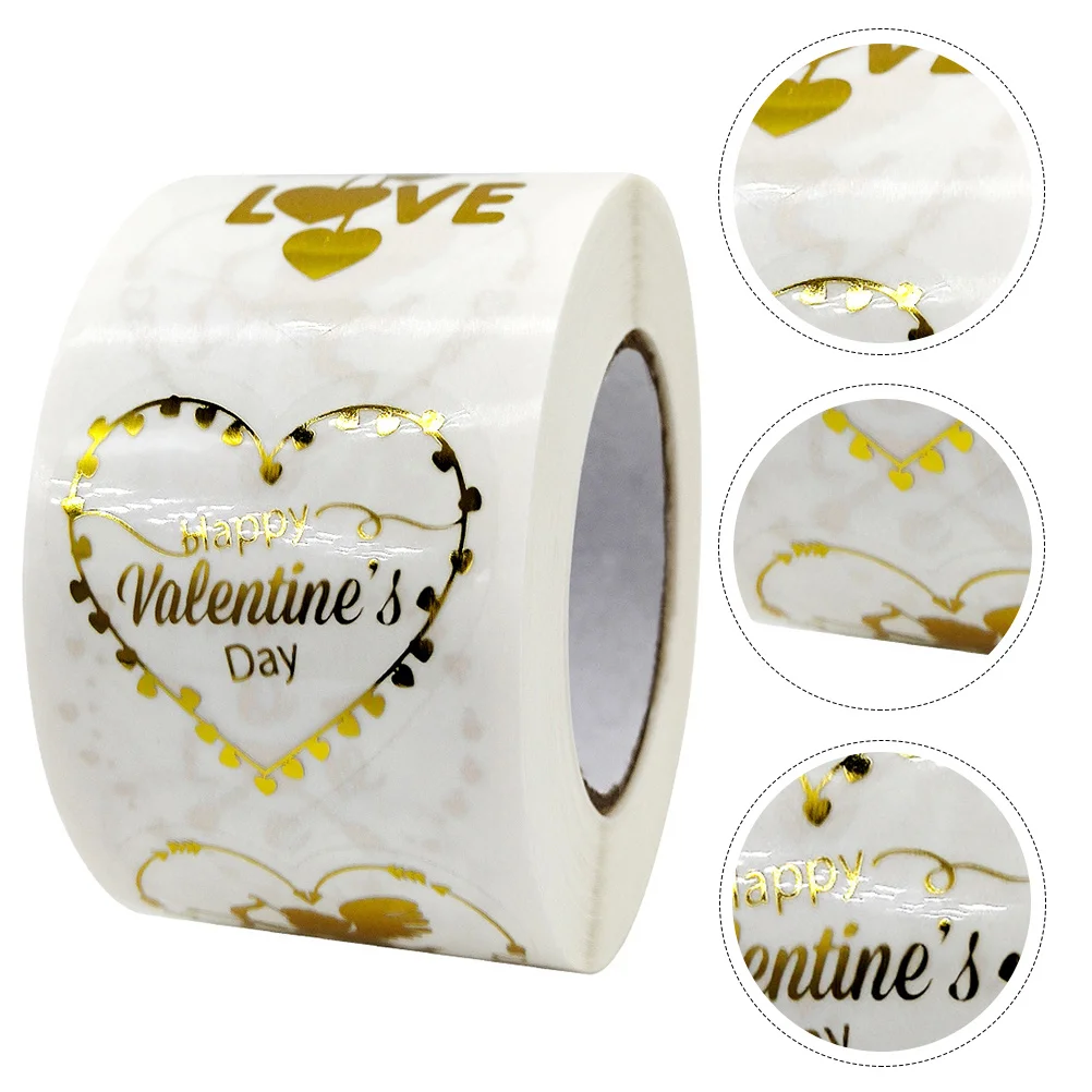 

1 Roll Valentine's Day Sealing Stickers Cute Heart Design Self Stick for Gift Packaging Scrapbooking Party Favors