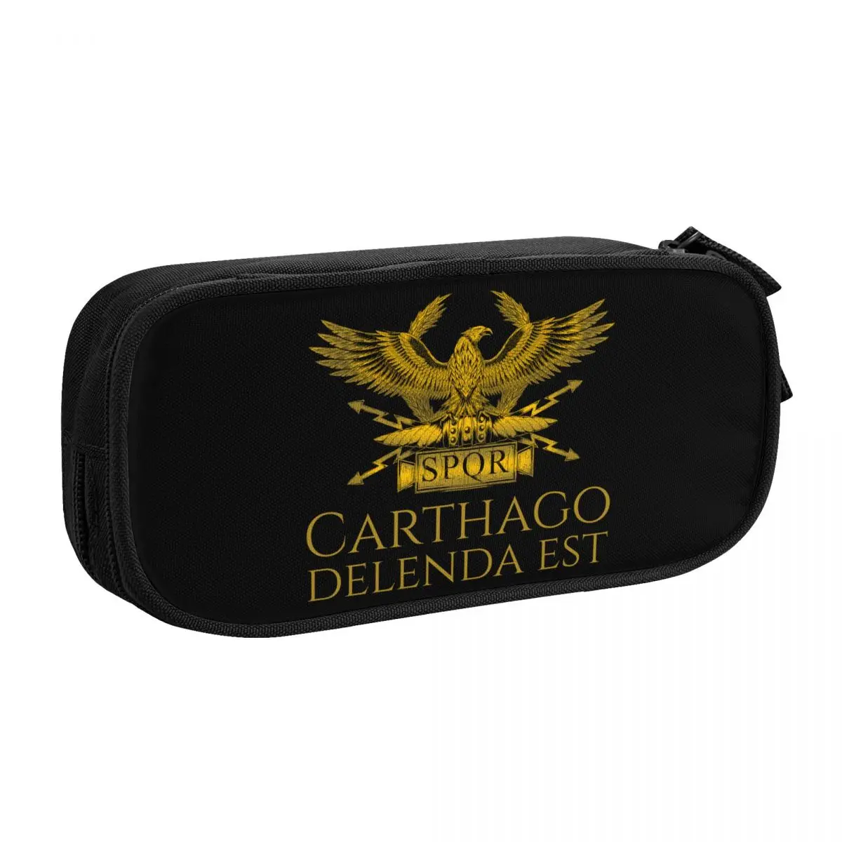 Custom Roman History Carthago Delenda Est Latin Quote Pencil Cases for Imperial Golden Eagle Pencil Box School Accessories