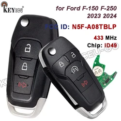 KEYECU FCC ID: N5F-A08TBLP P/N:164-R8334 433MHz ID49 Chip Flip Keyless Remote Key Fob for Ford F-150 F-250 2023 2024