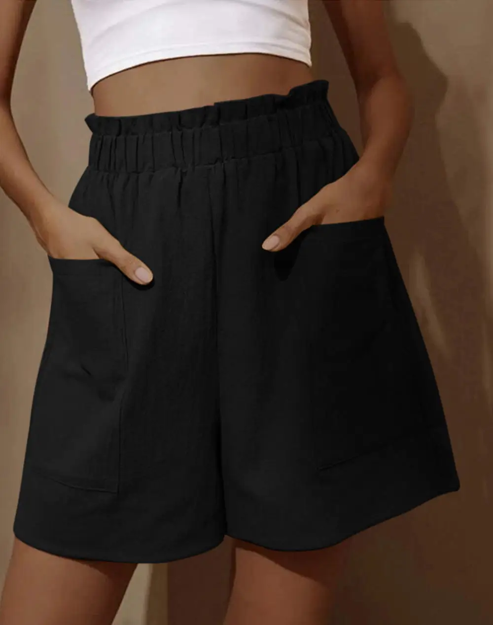 

Женские летние шорты, повседневные спортивные женские свободные шорты из хлопка и льна с карманами