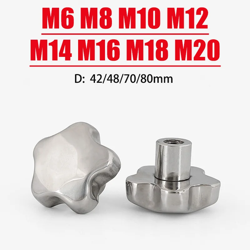 M6 M8 M10 M12 M14 M16 M18 M20 Plum 304 Stainless Steel Hand Tighten Nuts Handle Blind Hole Thumb Nut Clamping Knob Manual Nut