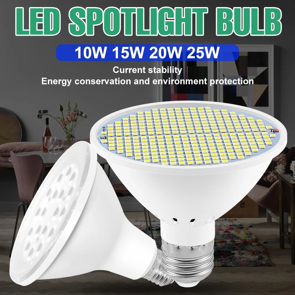 25W LED Spotlight Bulb E27/E26 Ceiling Lamp 110/220V Chandelier No Flicker For Home Living Room Bedroom Lighting Cool/Warm White