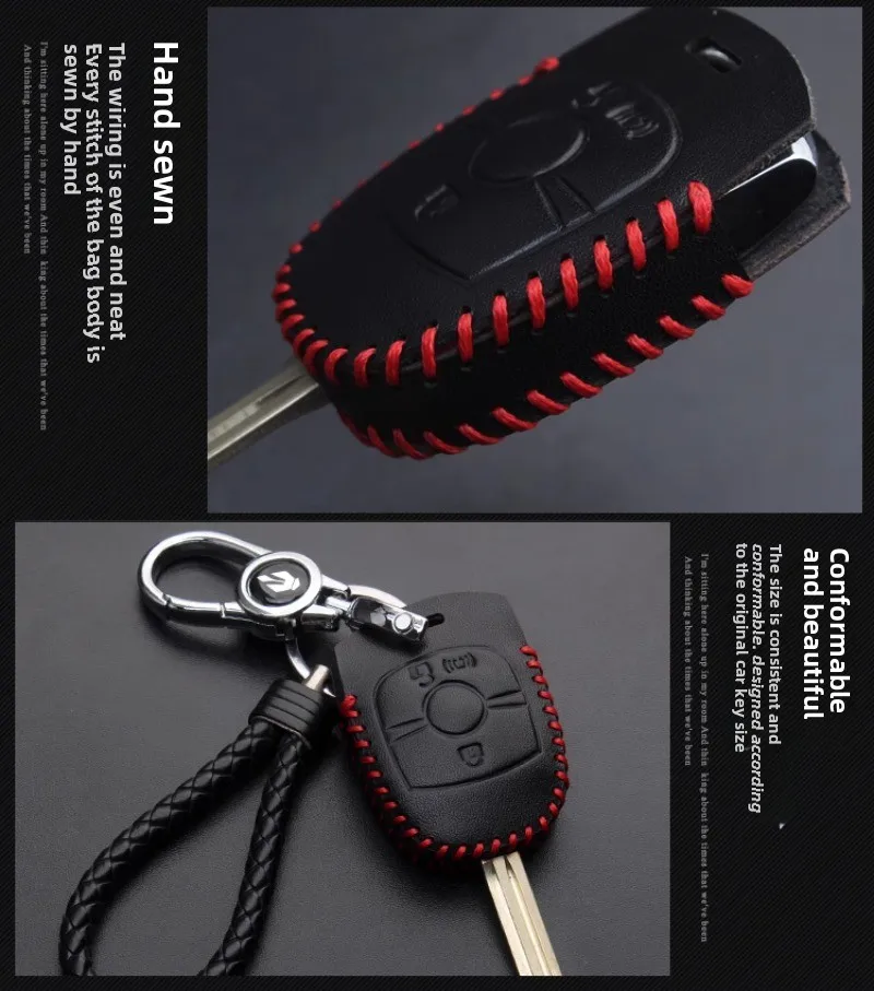 For 11-13 Shuanglong Korando Straight Car Key Bag Korando Key Cover Leather Buckle Car Supplies, Christmas Gifts