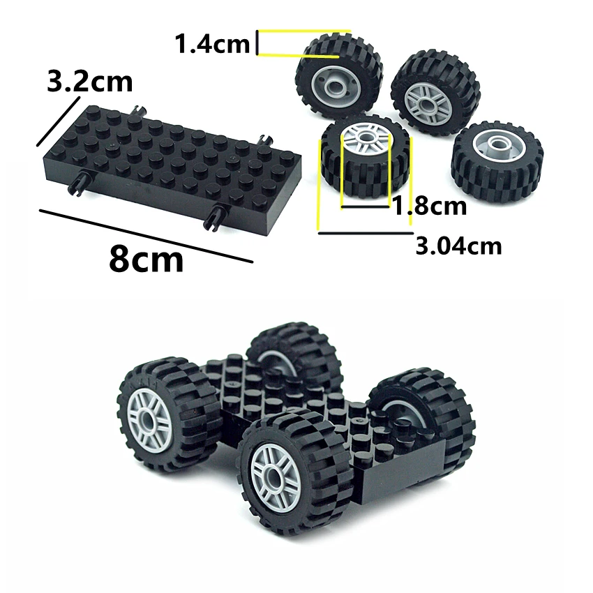 MOC Set Technical Bricks Modified Car Wheels Shaft Plate Holder Axle with Pin DIY City Building Blocks  Assembles Parts